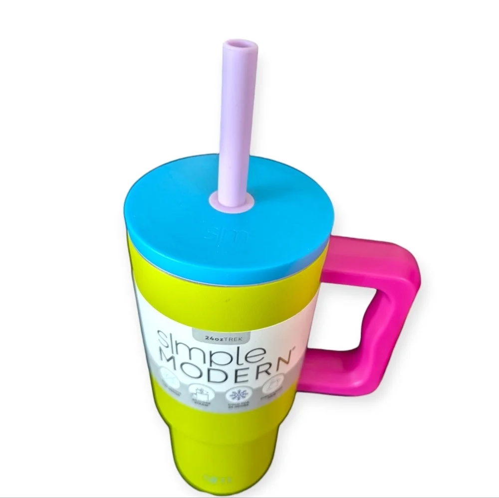 New Simple Modern Tumbler Colorblock Water Bottle RARE Colorful Straw Cup - Picture 2 of 4